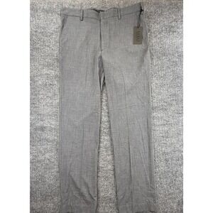 Berle Dress Pants Mens 36 Gray Pleated Modern Fit 33" Inseam Stretch Pockets New